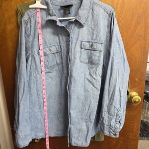 Lane Bryant Light Blue Chambray Button-Front Shirt